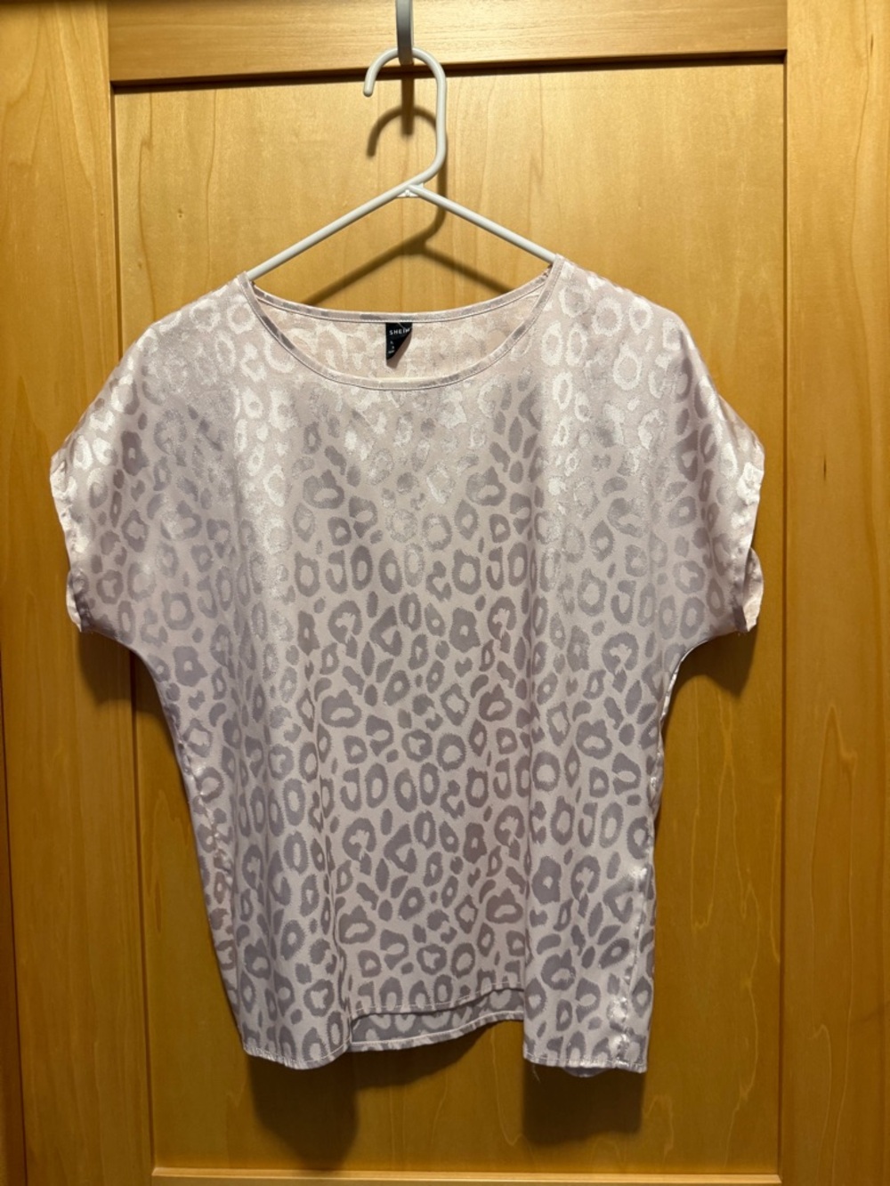 SHEIN cream Leopard Print Short Sleeve Top